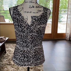 Ann Taylor Leopard V Neck Tank Top